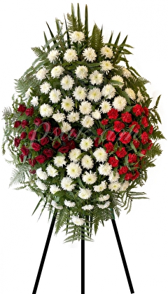 Wreath with chrysanthemums and Netherlands roses